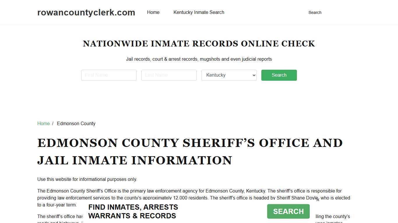 Edmonson County Sheriff, KY, Jail Inmate Search, Recent Arrests
